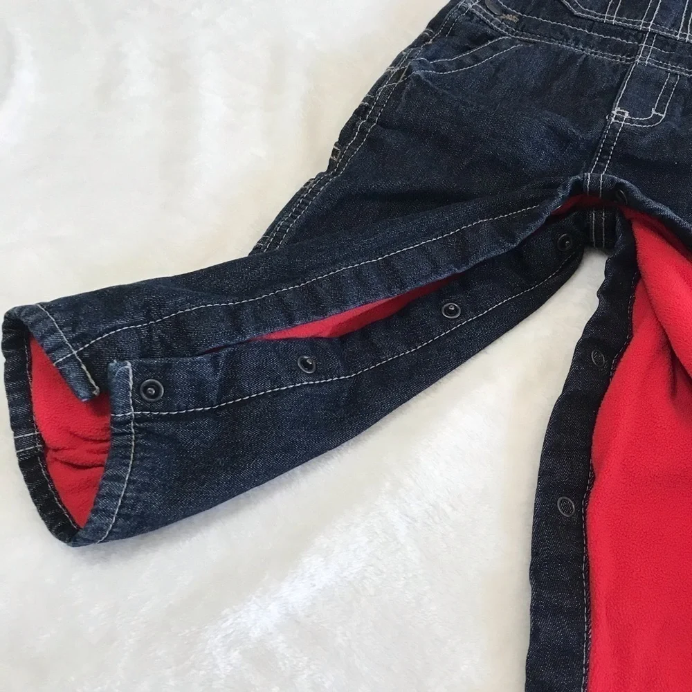 OSHKOSH B'GOSH / Toddler Fleece Lined Denim Carpenter Overalls Size 18M